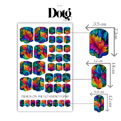 Fantasy Floral Nail Polish Wraps DIY Manicure & Pedicure Neon Garden Stickers Nail Decal Strips