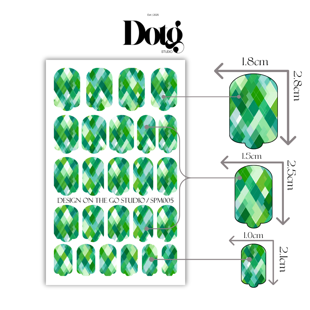 St. Patrick's Day Green Argyle Nail Wrap DIY Manicure & Pedicure Stickers Nail Decal Strips