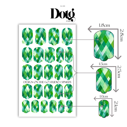 St. Patrick's Day Green Argyle Nail Wrap DIY Manicure & Pedicure Stickers Nail Decal Strips