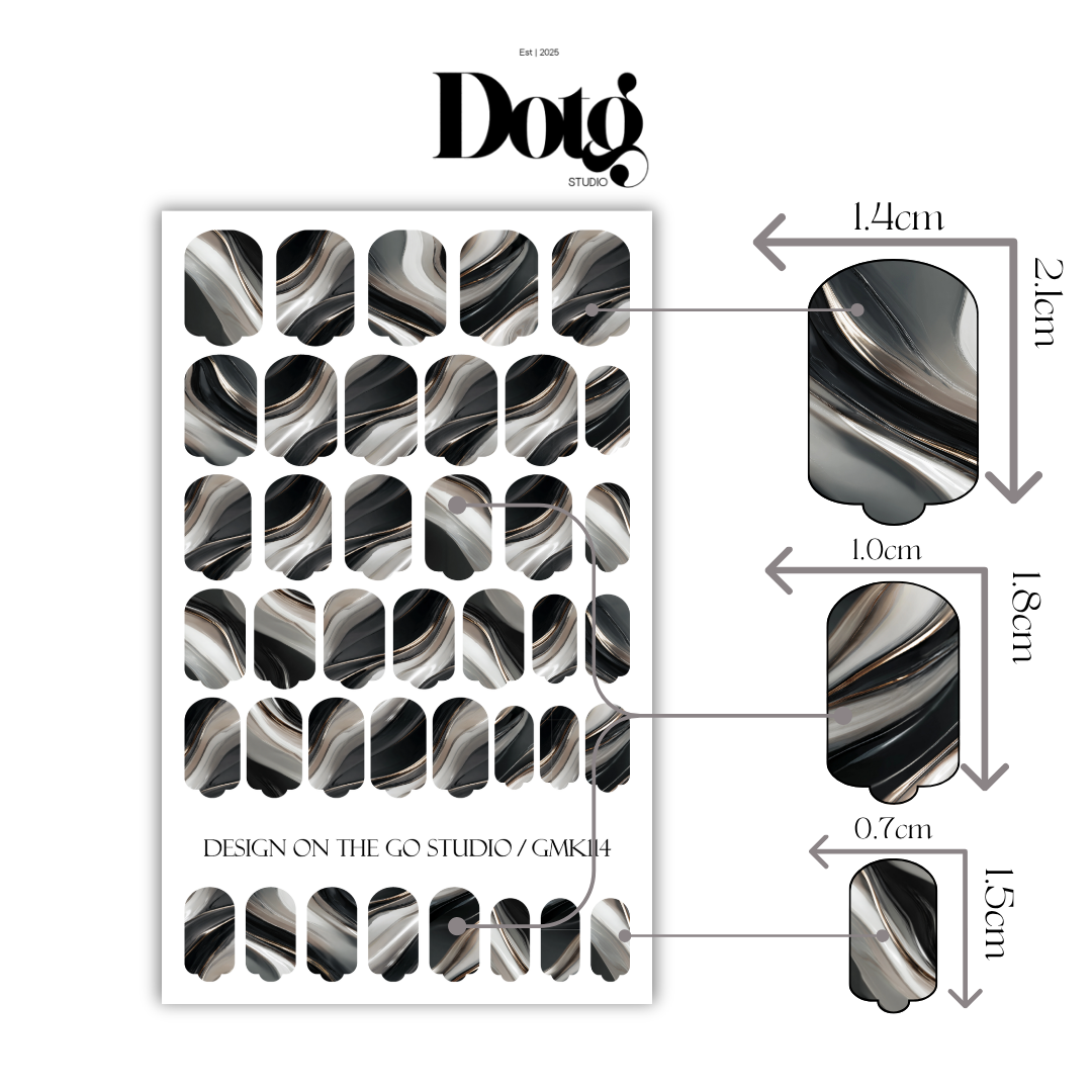 Black Marble Nail Wraps Abstract Pedicure & Manicure Stone Texture Design Nail Stickers Gel Alternative