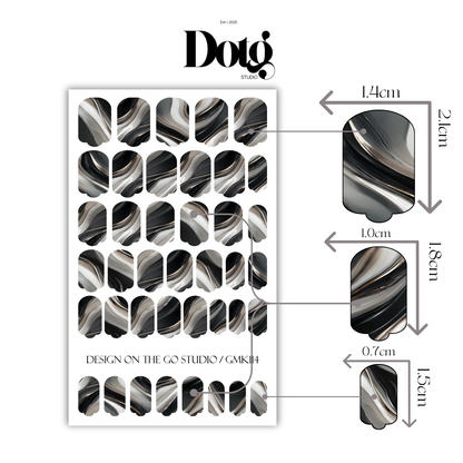 Black Marble Nail Wraps Abstract Pedicure & Manicure Stone Texture Design Nail Stickers Gel Alternative
