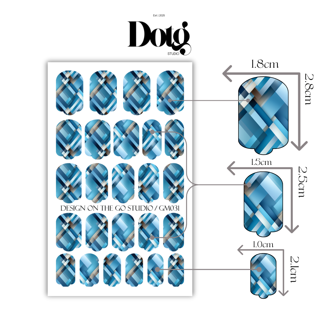 Blue Plaid Nail Wrap DIY Manicure & Pedicure Nail Stickers Decal Strips