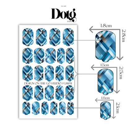 Blue Plaid Nail Wrap DIY Manicure & Pedicure Nail Stickers Decal Strips