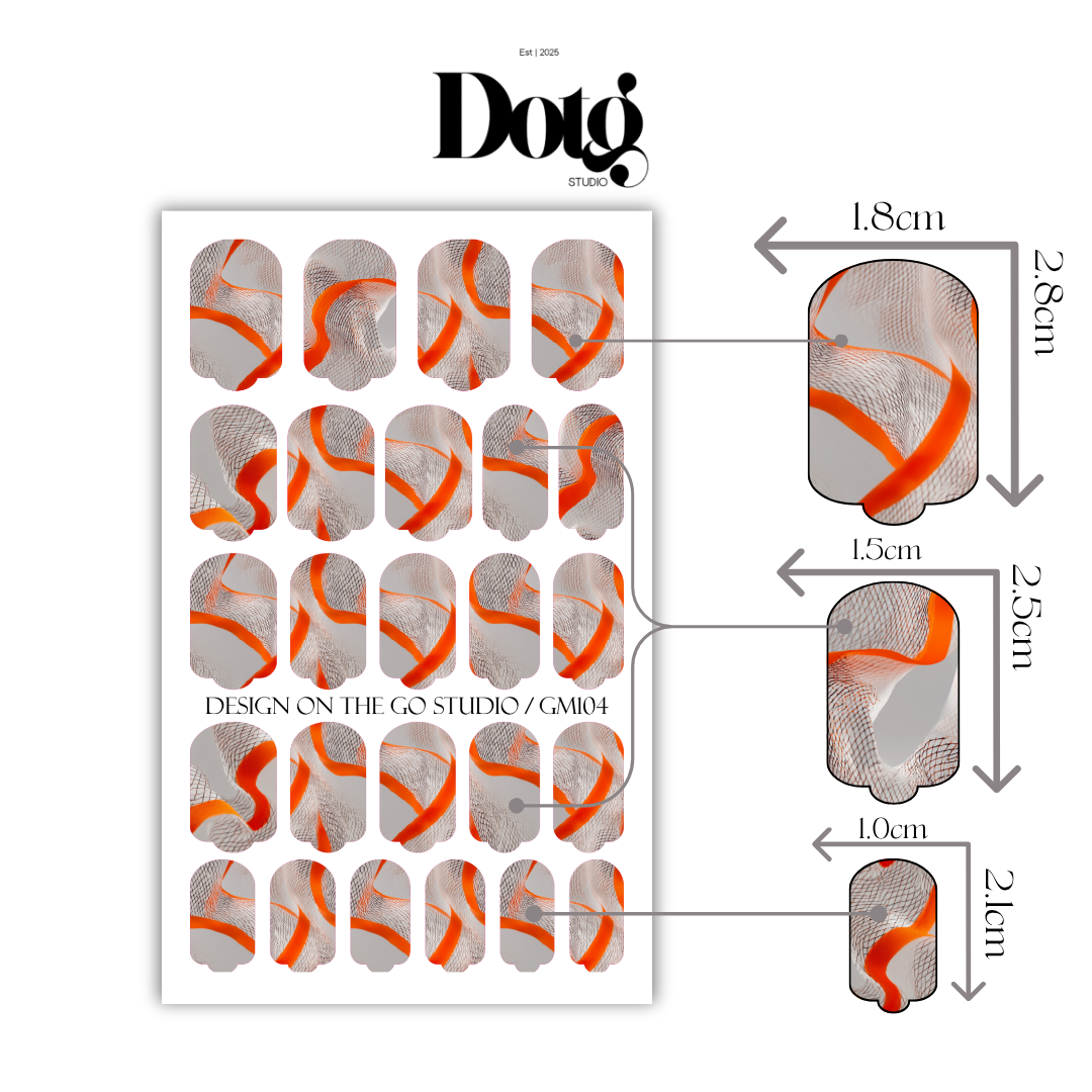 Orange Swirl Nail Wraps • Minimalist Sheer Abstract Strips • Manicure & Pedicure Stickers