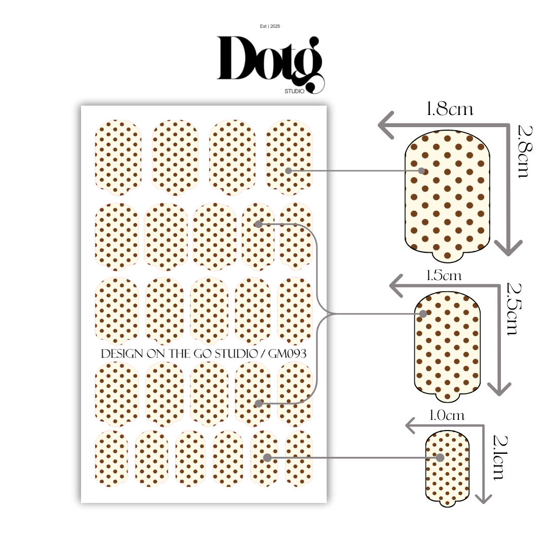 Cream Polka-Dot Nail Wraps DIY Manicure Stickers Retro Nail Decal Strips