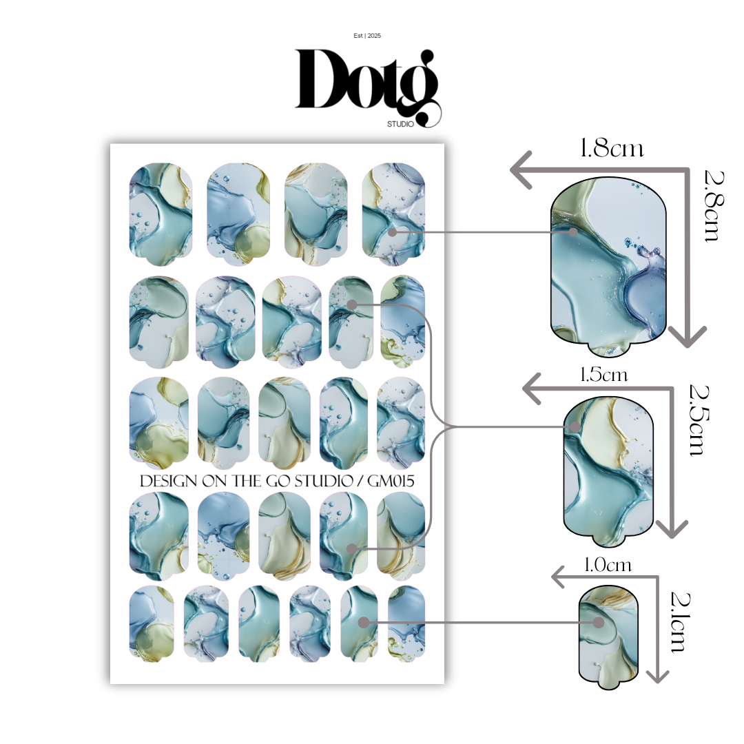 Blue Marble Nail Wraps Abstract Pedicure & Manicure Water Design Aqua Nail Stickers Gel Alternative