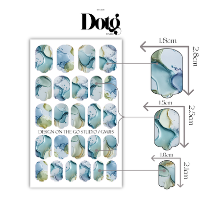 Blue Marble Nail Wraps Abstract Pedicure & Manicure Water Design Aqua Nail Stickers Gel Alternative