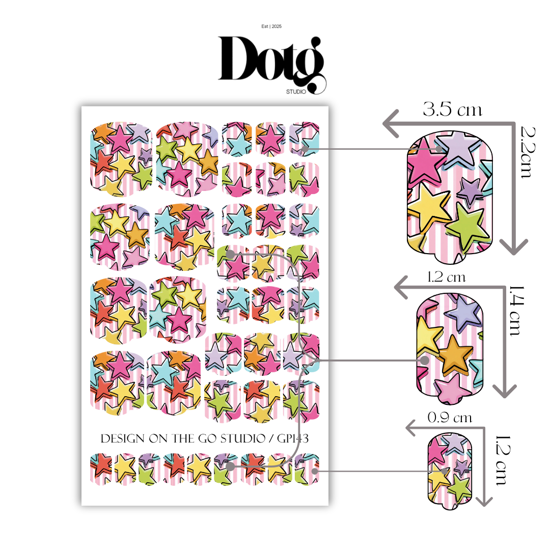 Stars Festival Nail Wraps DIY Manicure & Pedicure Retro Cartoon Nail Stickers Pop Art Strips