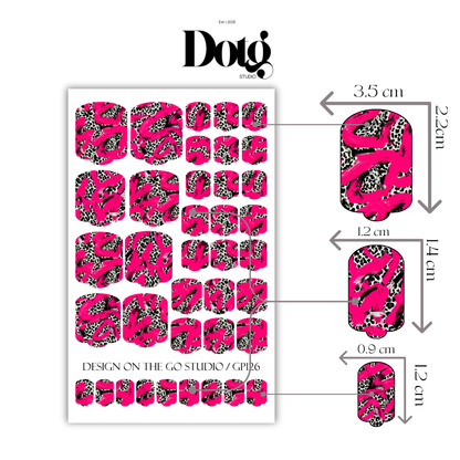 Abstract Leopard Nail Polish Wraps DIY Manicure & Pedicure Fuchsia Vintage Stickers Nail Decal Strips