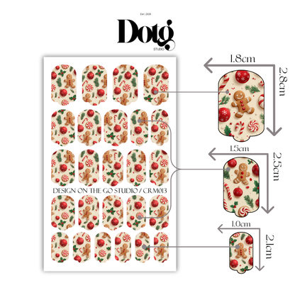 Gingerbread Nail Polish Wraps DIY Christmas Manicure Stickers Nail Decal Strips