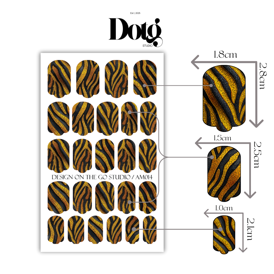 Golden Tiger Nail Wraps DIY Manicure Stickers Animal Print Nail Decal Strips