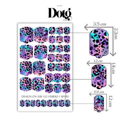 Fuchsia Leopard Nail Polish Wraps DIY Manicure & Pedicure  Iridescent Gradients Nail Stickers Decal Strips