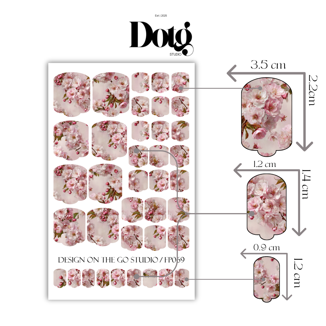 Cherry Blossom Nail Wrap for Women DIY Manicure & Pedicure Wraps Girly Nail Stickers Decal Strips