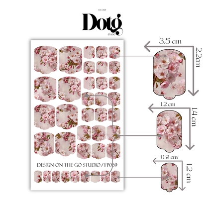 Cherry Blossom Nail Wrap for Women DIY Manicure & Pedicure Wraps Girly Nail Stickers Decal Strips