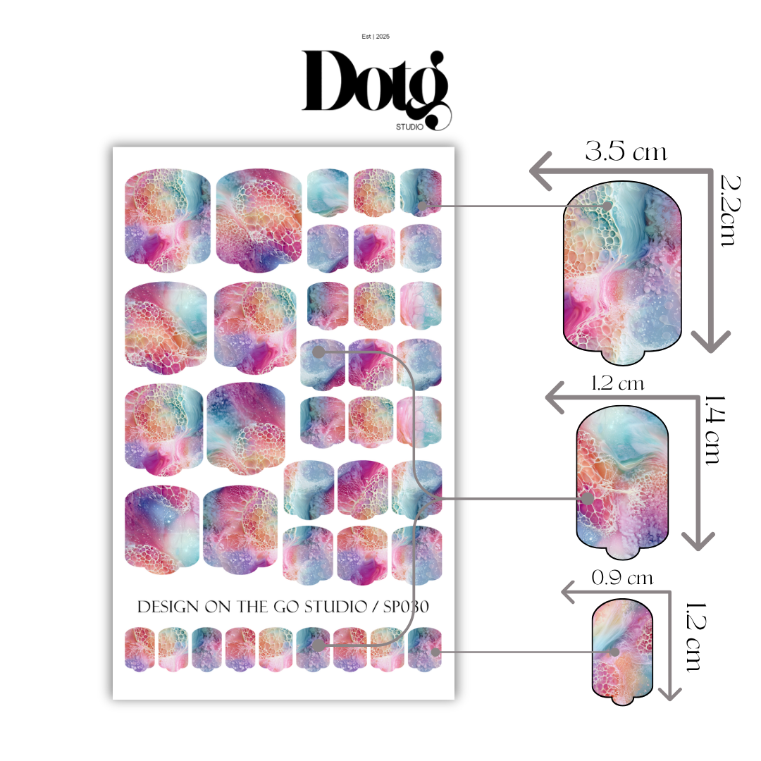 Pastel Fluid Art Nail Polish Wraps DIY Manicure & Pedicure Girly Nail Stickers Decal Strips