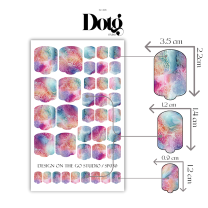 Pastel Fluid Art Nail Polish Wraps DIY Manicure & Pedicure Girly Nail Stickers Decal Strips