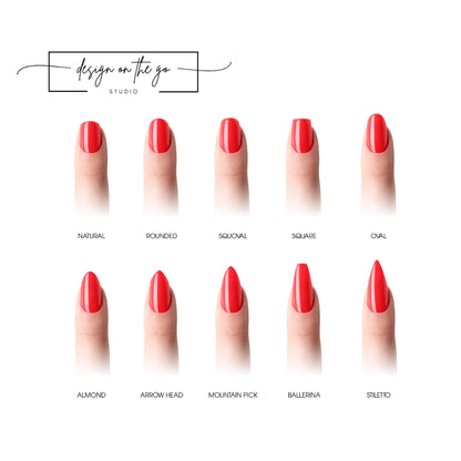 #type_manicure different shapes of manicured nails with nail wraps applied