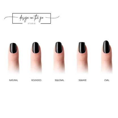 #type_manicure different shapes of manicured nails with nail wraps applied