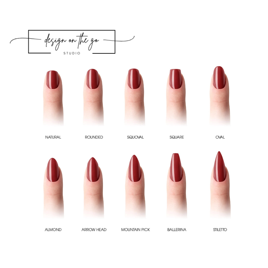 #type_manicure different shapes of manicured nails with nail wraps applied