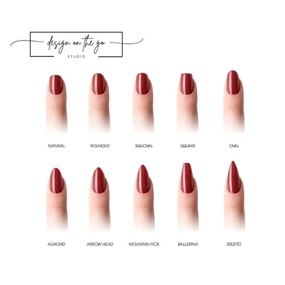 #type_manicure different shapes of manicured nails with nail wraps applied