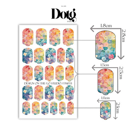 Floral nail art nail wraps with dimensions 