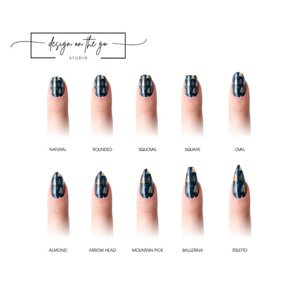 #type_manicure different shapes of manicured nails with nail wraps applied