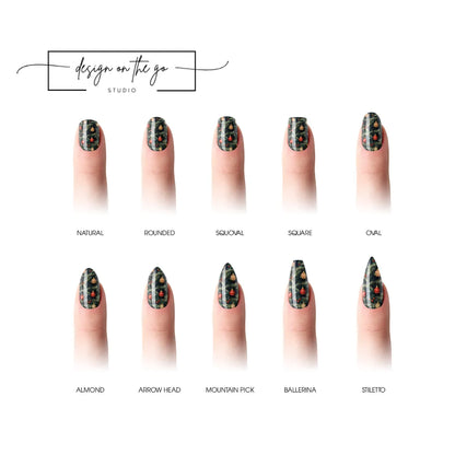 #type_manicure different shapes of manicured nails with nail wraps applied