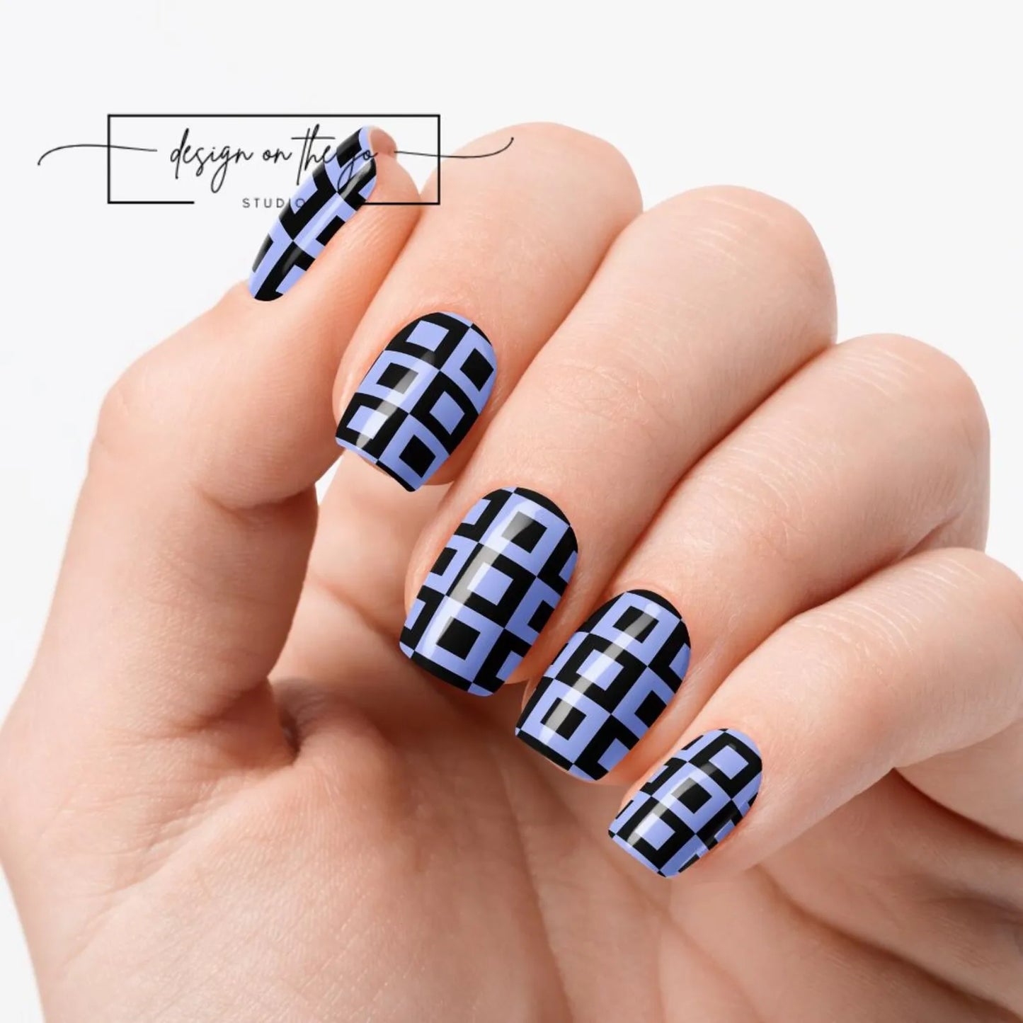 Blue Pixel Nail Wraps
