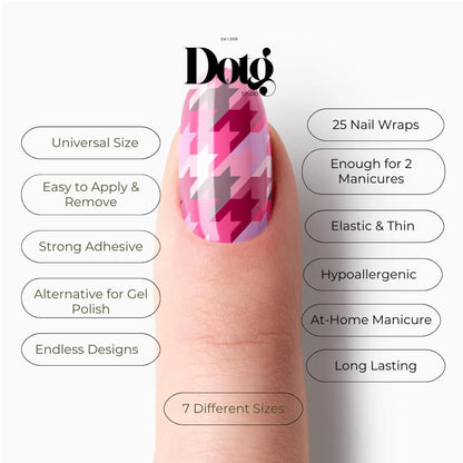Pink Hounds Tooth Nail Wraps
