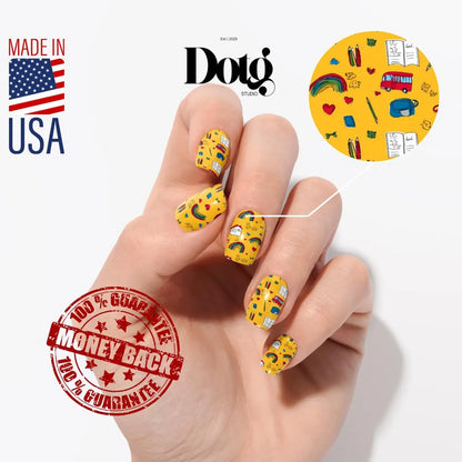 Yellow School Day Nail Wraps