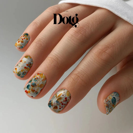 Botanical Autumn Watercolour Nail Wraps