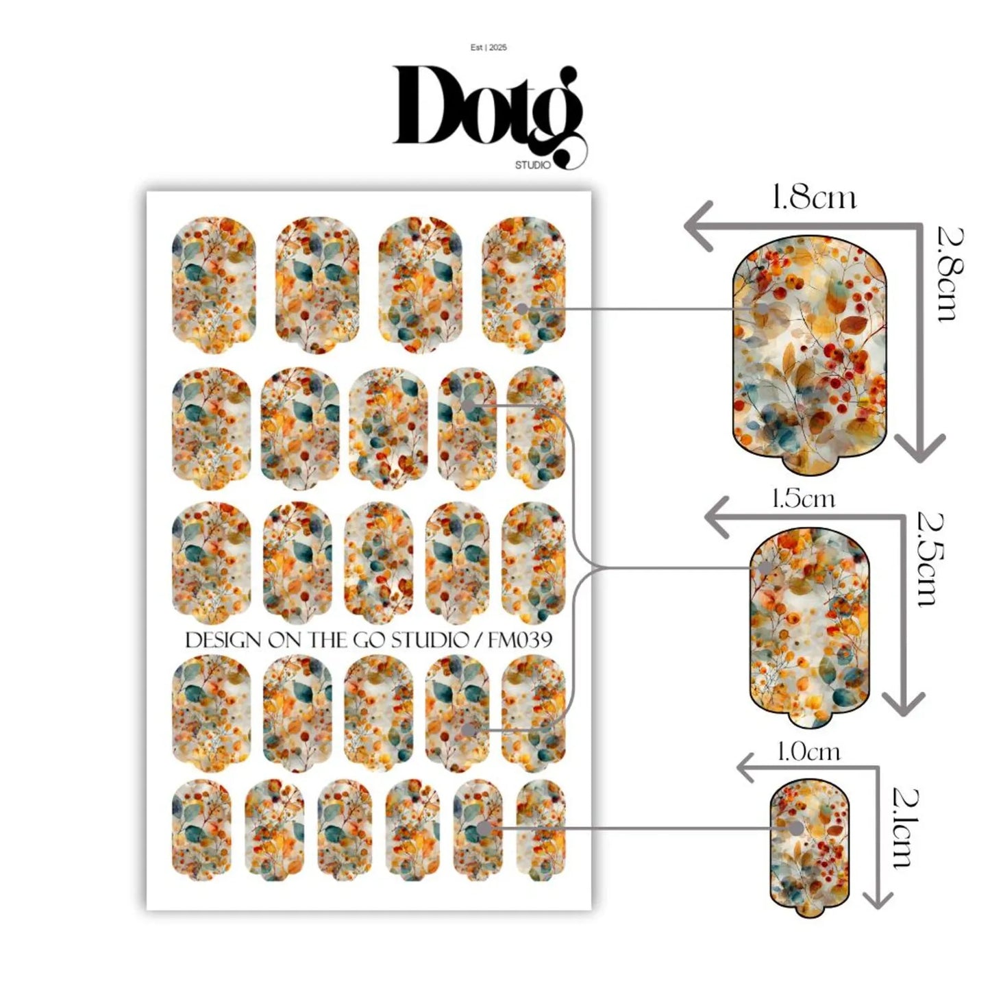 Botanical Autumn Watercolour Nail Wraps