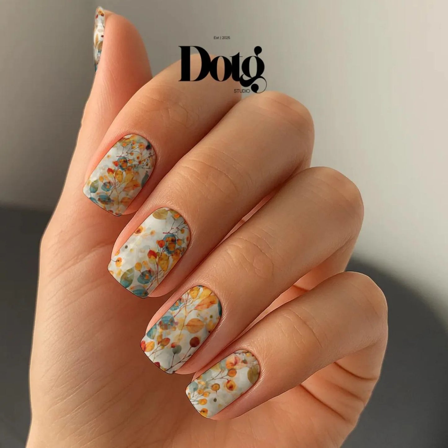 Botanical Autumn Watercolour Nail Wraps