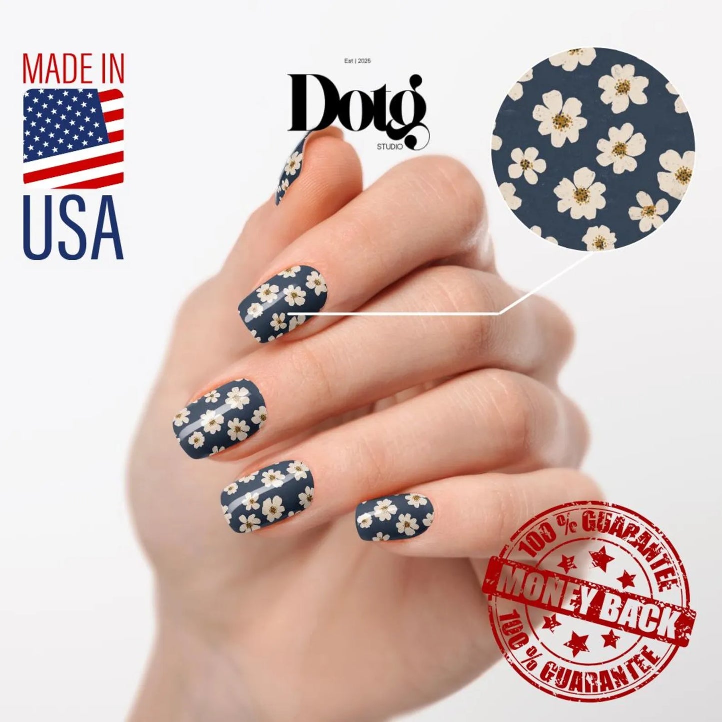 Winter White Daisy Nail Wraps