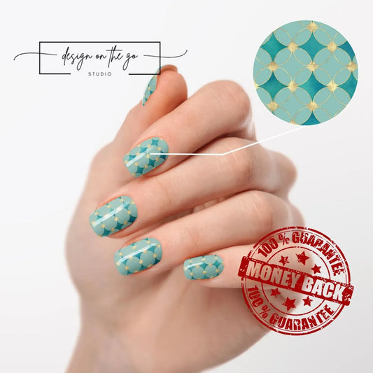 Golden Teal Nail Wraps