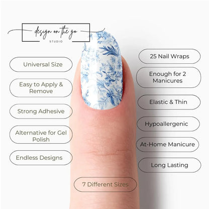 Blue Garden Nail Wraps