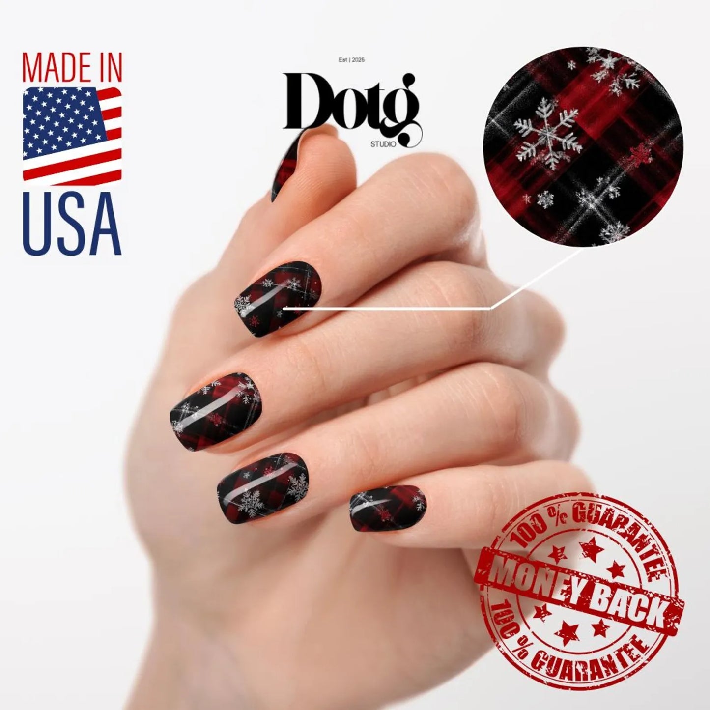 Red Plaid Snowflake Nail Wraps
