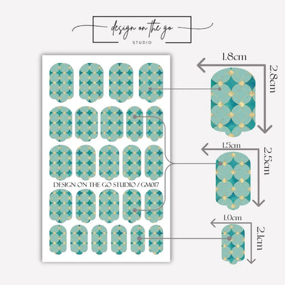 Golden Teal Nail Wraps