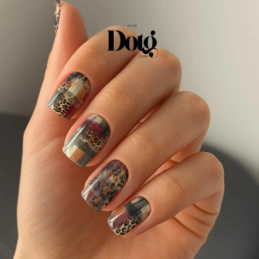Plaid Leopard Nail Wraps