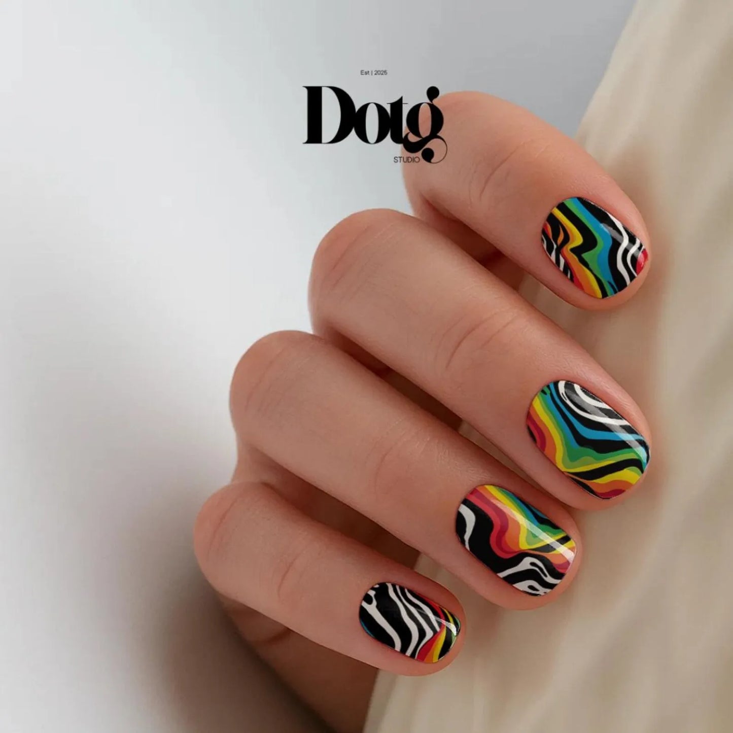Rainbow Zebra Nail Wraps