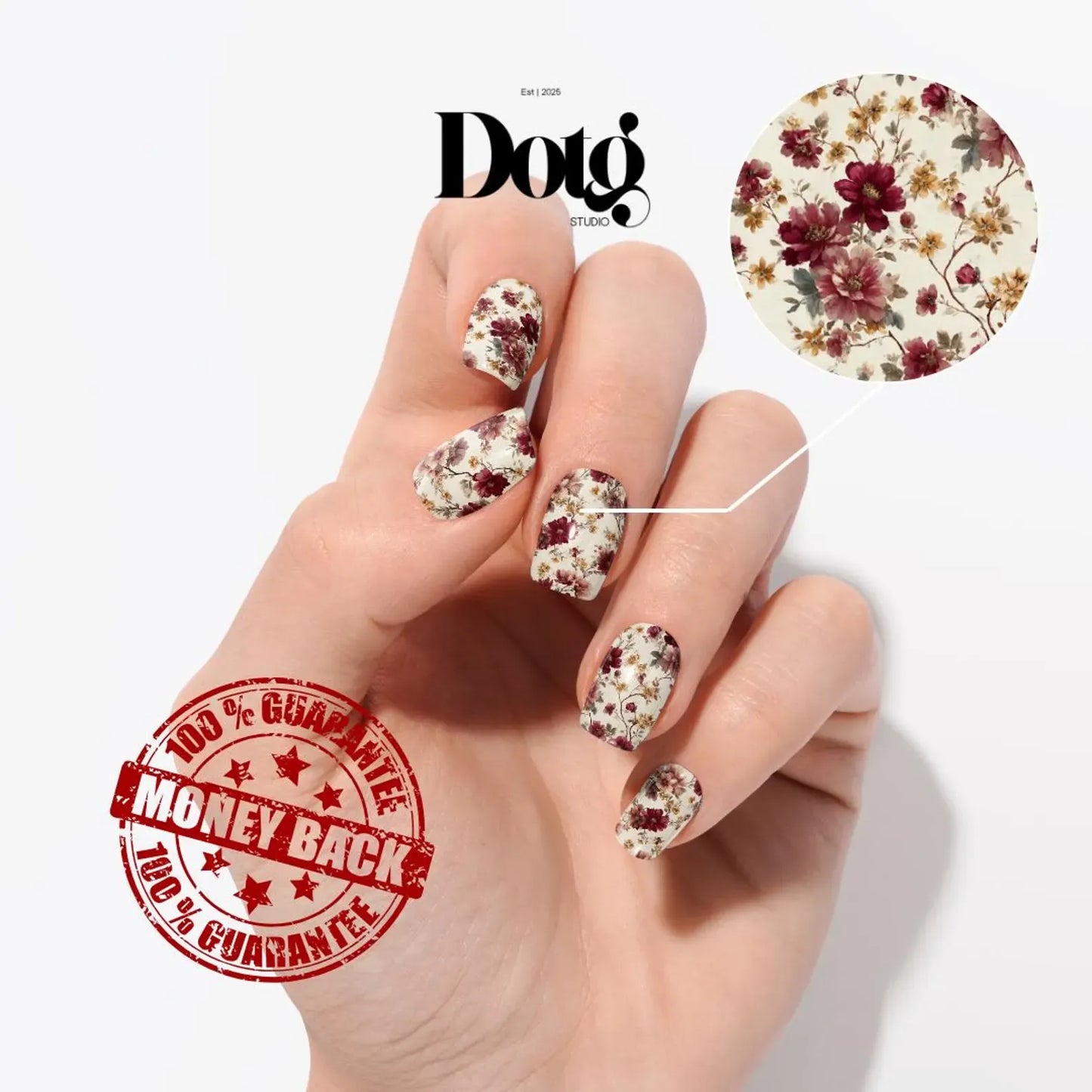 Bordeaux Bloom Nail Wraps