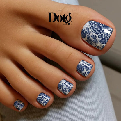 Blue Lace Floral Nail Wraps