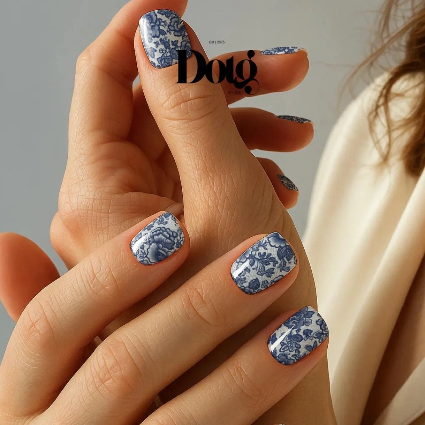 Blue Lace Floral Nail Wraps