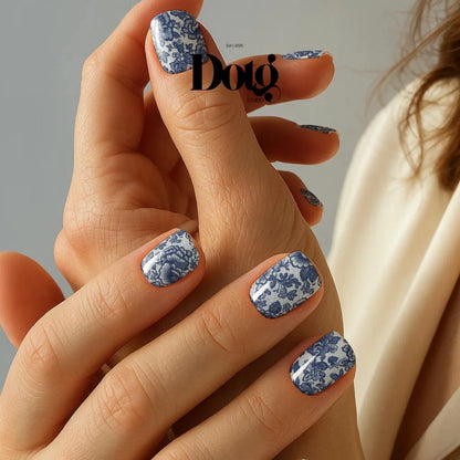 Blue Lace Floral Nail Wraps