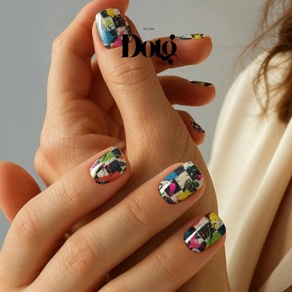 Checkered Splash Art Nail Wraps