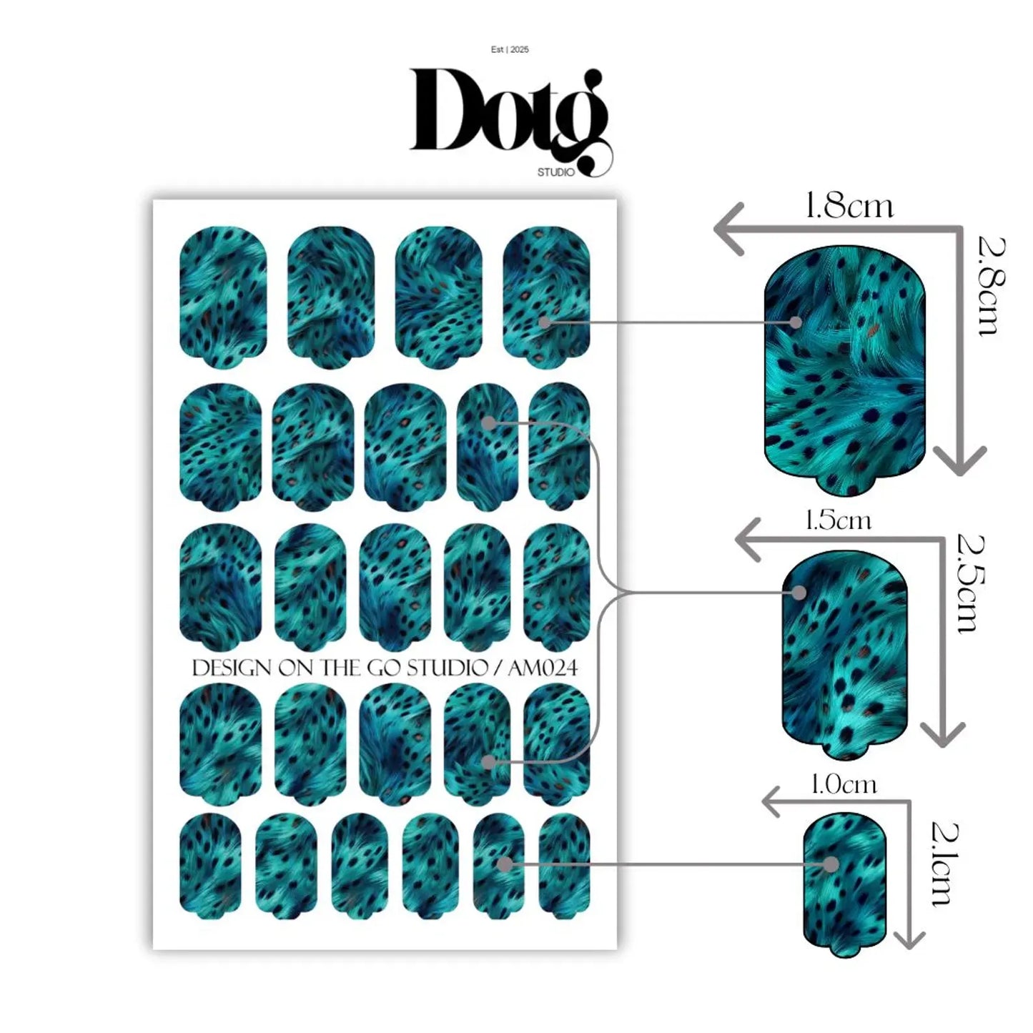 Turquoise Ocelot Silk Nail Wraps