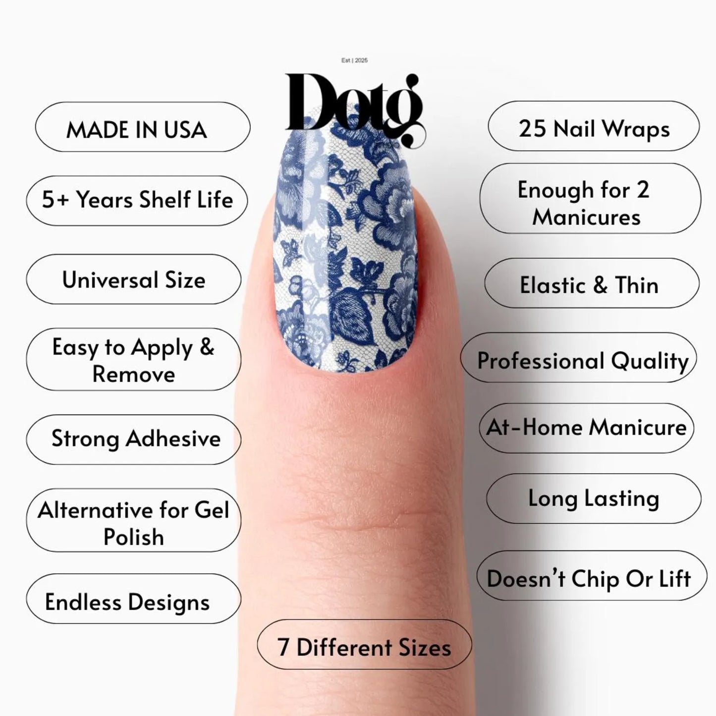 Blue Lace Floral Nail Wraps
