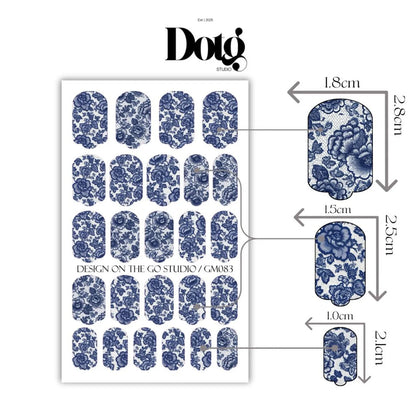 Blue Lace Floral Nail Wraps