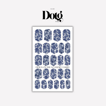 Blue Lace Floral Nail Wraps