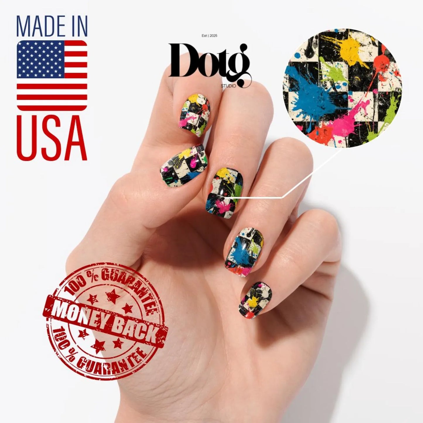 Checkered Splash Art Nail Wraps